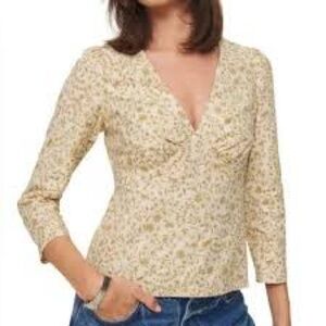 Reformation Marisa Tie Back Top In Tan Size 6 $148